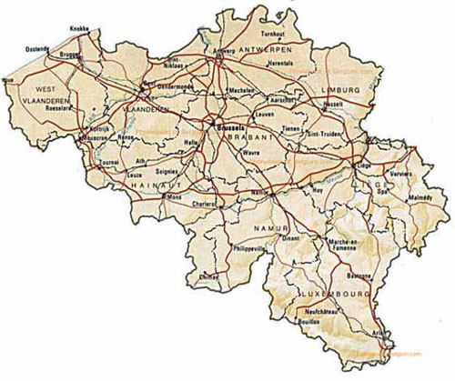 map of Belgium