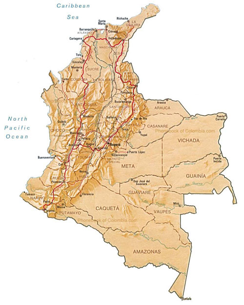map of colombia. map of Colombia