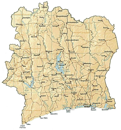map of Cote d Ivoire