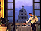 Restaurant at night with view on the Capitol