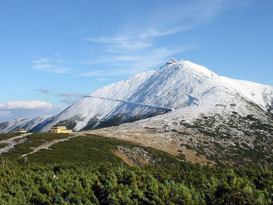 Mount Snezka with fresh Snow