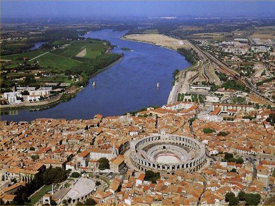 View on Arles, the Roman Arena and the Rhone