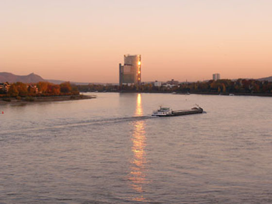 Post Tower and langer Eurgen on the River Rhine in Bonn