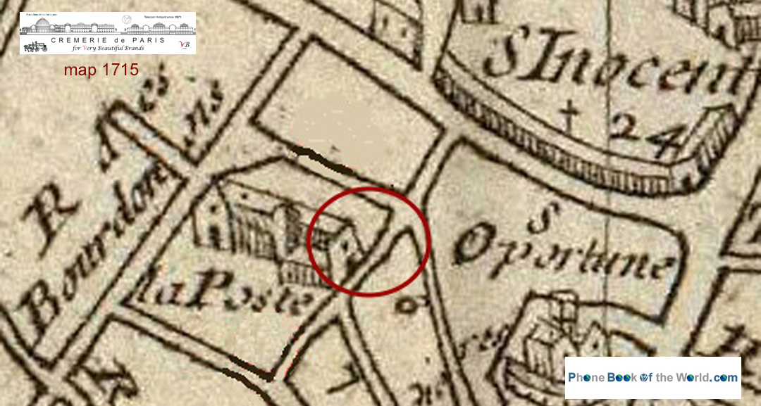 Rue des Dechargeurs at the times of the Royal French Postal Services back in 1690, our postal building is still the same Royal French Postal Services