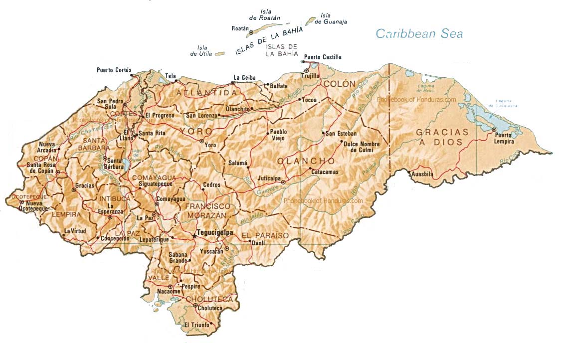 The Map Of Honduras. Map of Honduras