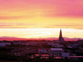 June Midnighsun over Reykjavik