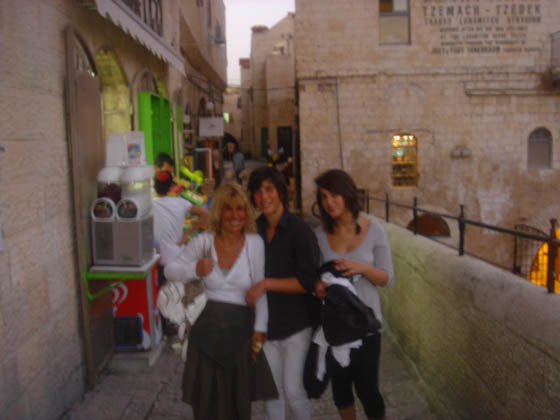 Brigitte Sitbon, Jeoffrey Tenenbaum and Clara in the Old city of Jerusalem
