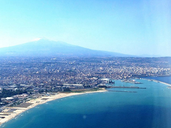 view on the city of Catania and Mount Etna