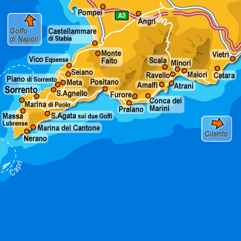 clickable map of Italy. Sorrento (+39 08I)