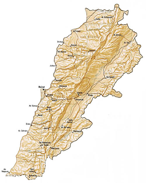 map of Lebanon