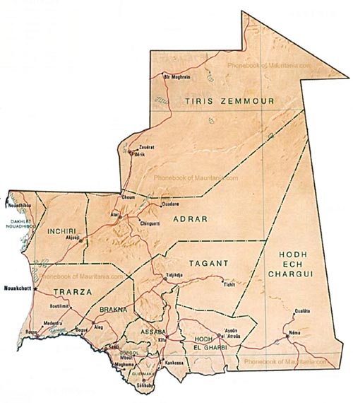 map of Mauritania