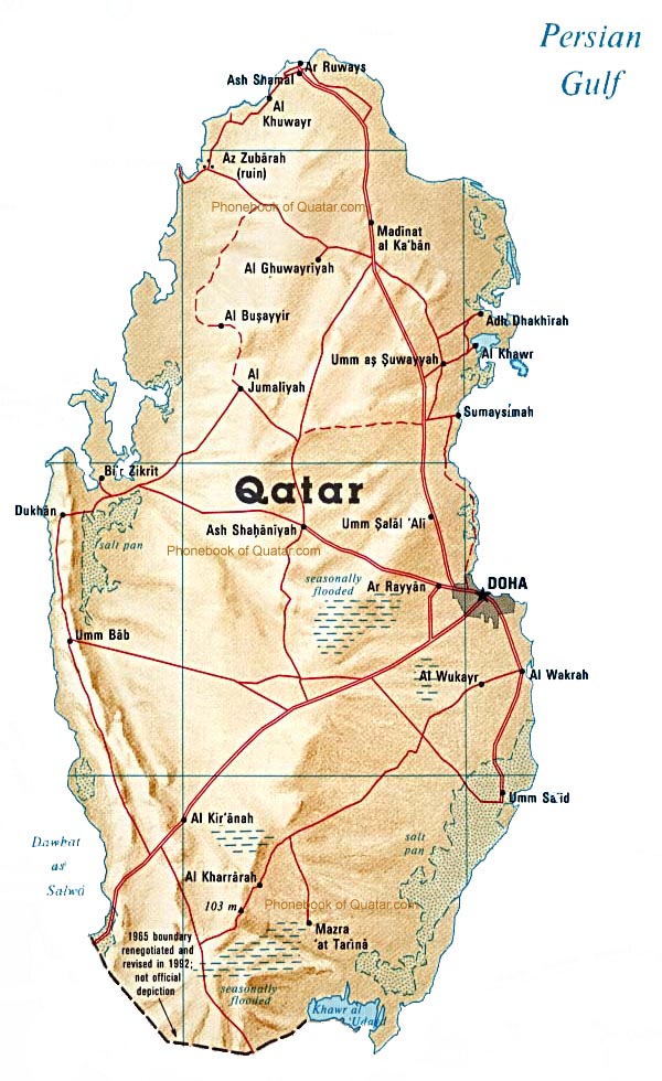 map of qatar. Map of Quatar by Phonebook of Quatar.com