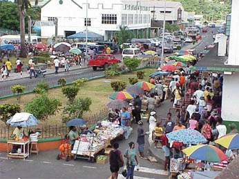 Market in Kingstown, capital and largest city of St Vincent and Grenadines (population 26 000 people)