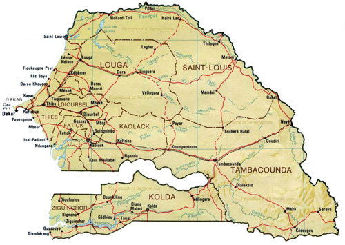 world map of senegal. map of Senegal