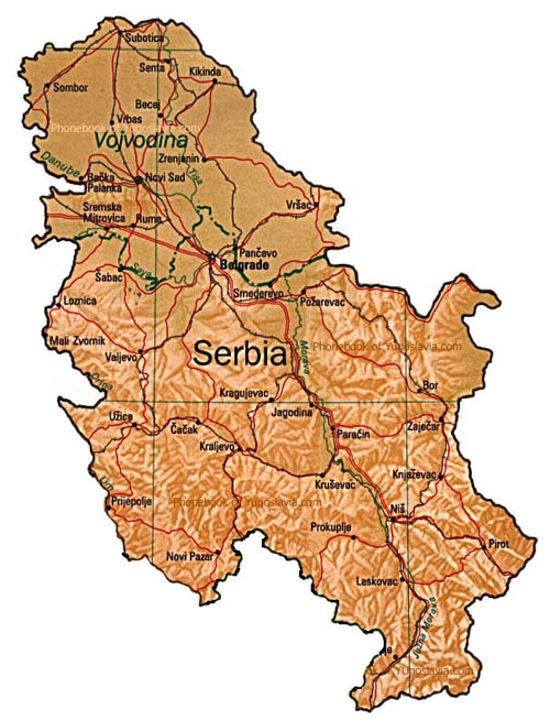 map of Serbia and Montenegro
