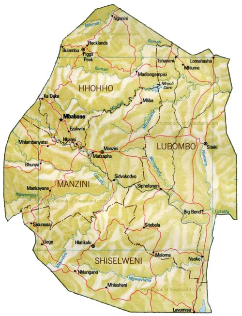 map of Swaziland