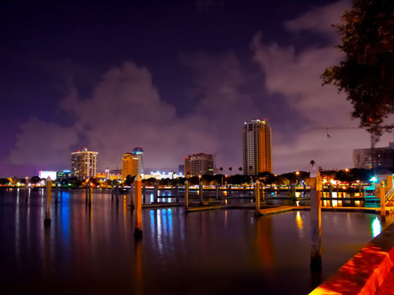 view on Downtown St Petersburg at night by Jamie Beverly