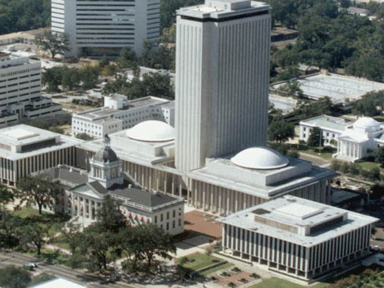 Capitol Complex Tallahassee showing the new and the old Capitol Building