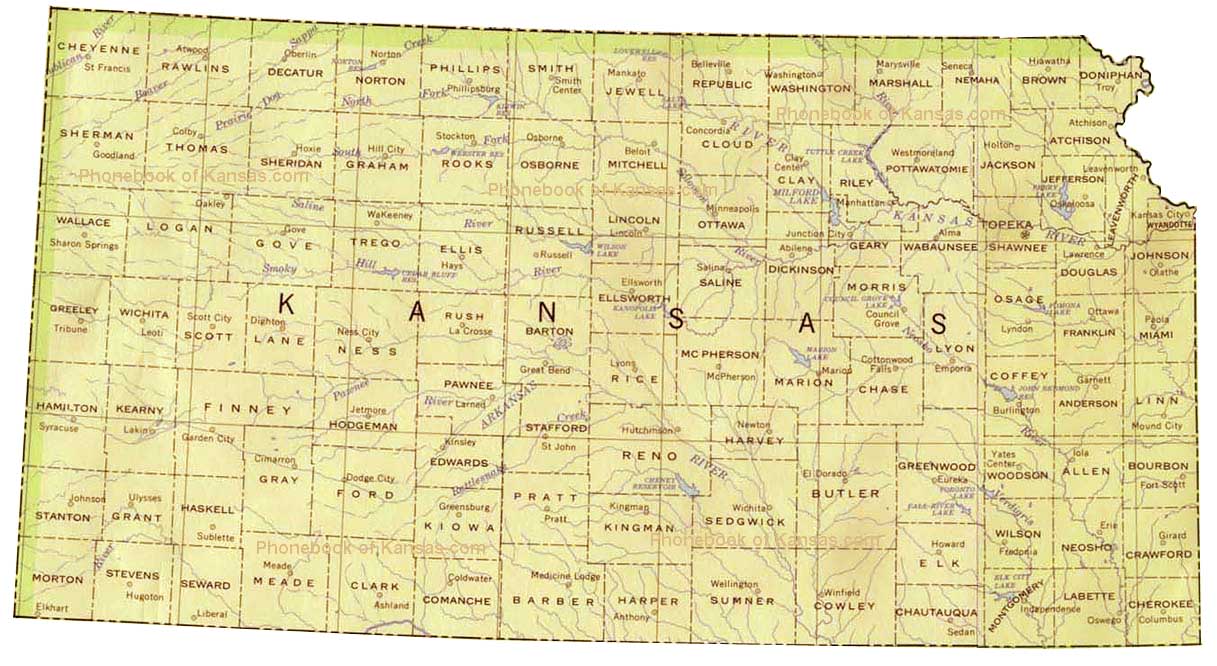 Map of Kansas by Phonebook of